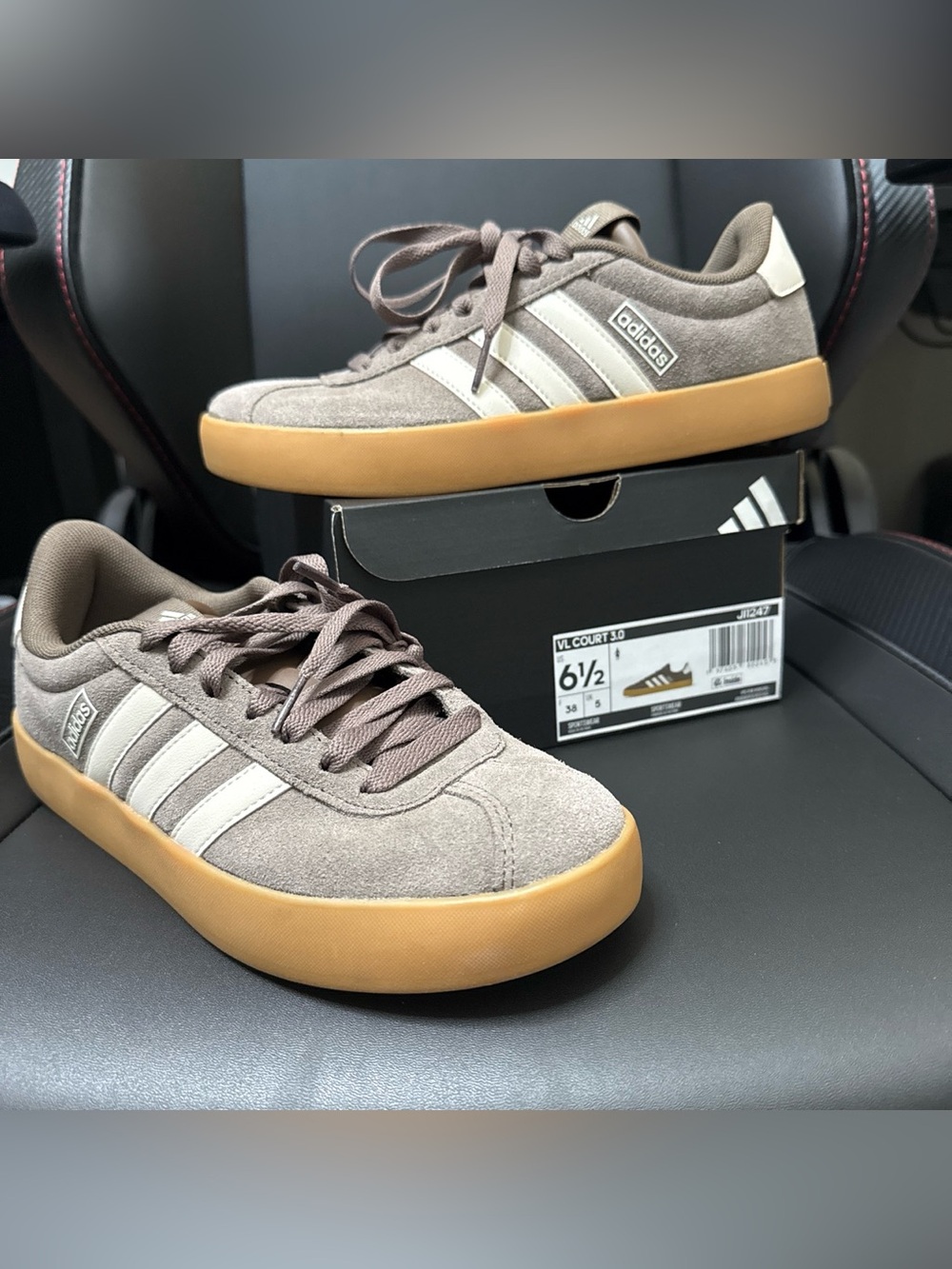 adidas VL Court 3.0 Sneakers in Taupe with Gum Sole